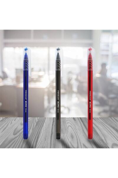 Pensan قلم حبر جاف مكتبي 1.0 مم، قلم أحمر، قلم أزرق، قلم أسود