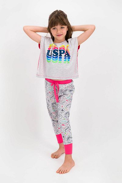 U.S. Polo Assn. Licensed Girl's Short Sleeve Pajama Set