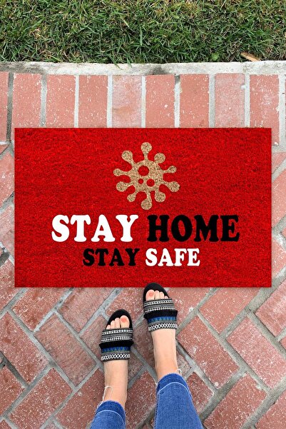 Buket Home سجادة باب أمامية متعددة الأغراض للديكور الداخلي والخارجي من Stay Home باللون الأحمر