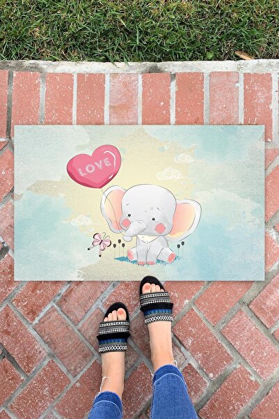 Buket Home سجادة باب أمامية للديكور الداخلي والخارجي متعددة الأغراض على شكل فيل