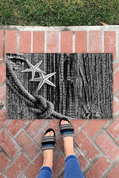 Buket Home سجادة باب أمامية متعددة الأغراض للديكور الداخلي والخارجي باللون الأسود