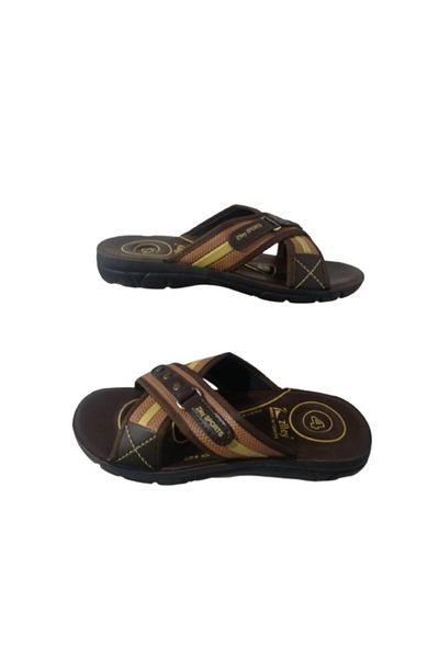 Ziley Zl023-010 Men's Brown Cross Model Daily Walking Slippers