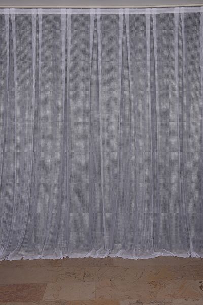 AKÇA TEKSTİL Sparse Pointed White Color Single Wing Ready Planted Pleated Background Curtain 300*260 Cm