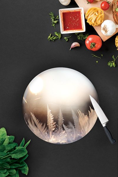 Decorita Winter Globe Patterned |   Glass Cutting Board - Glass Cutting Board |   Diameter 32cm