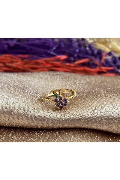 Markiz Takı Women's Purple Grape Colored Jewelled Grape Ring