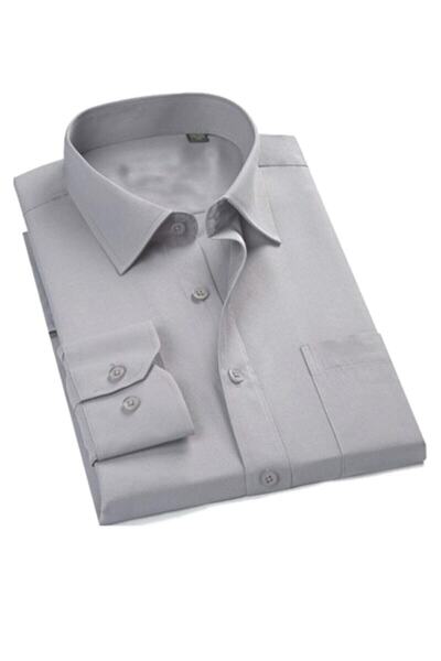 NACAR STORE Men's Gray Long Sleeve Classic Cut Shirt