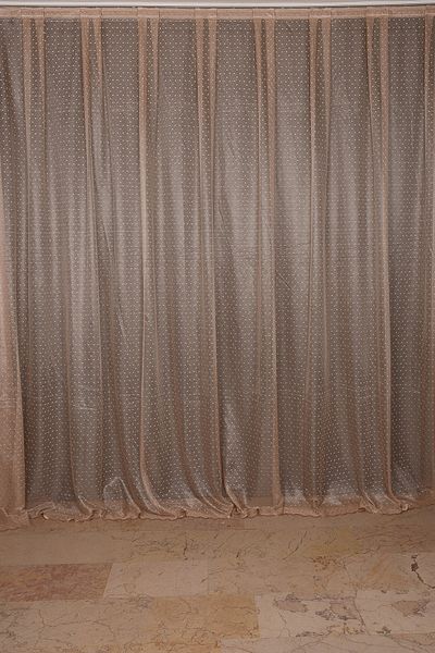 AKÇA TEKSTİL Sparse Pointed Mink Color Single Wing Ready Planted Pleated Background Curtain 300*260 Cm