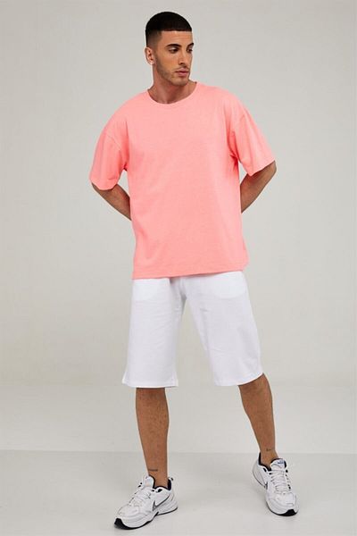 Seamoda Ανδρικό μπλουζάκι ροζ νέον oversize