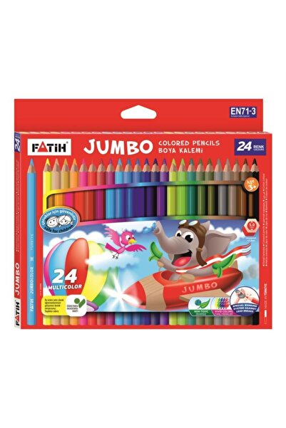 FATİH KALEM Fatih 24 Renk Jumbo Tam Boy Kuru Boya Kalemi(33350