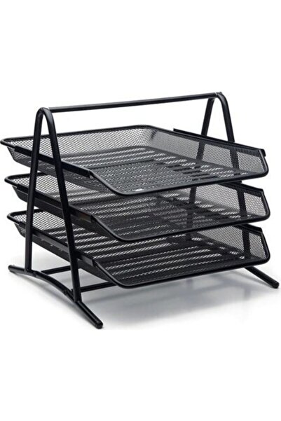 Lacco 433 File Set de rafturi pentru documente, negru, din 3 piese