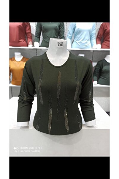 Nacar Anne Yaka Süslemeli Penye Bluz