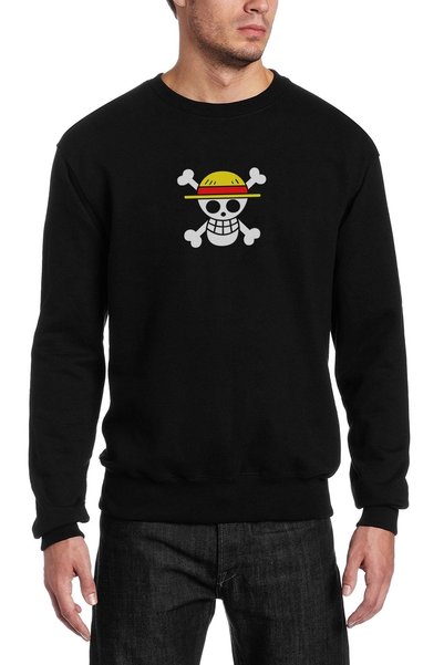QIVI One Piece Anime 4k Štampano crna muška Pleteno majica dugih rukava