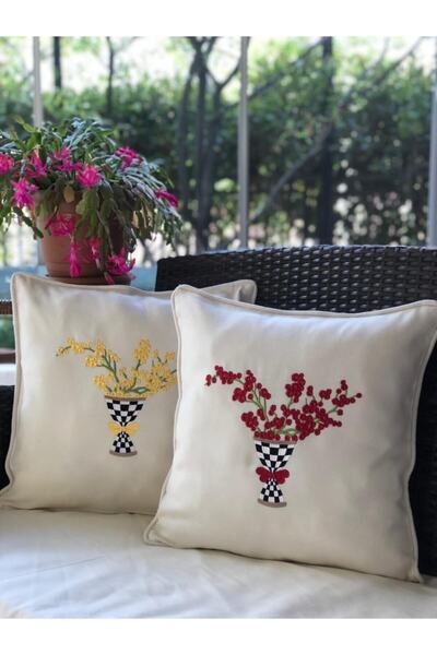 Nur Homing Σετ με 2 μαξιλάρια βάζου με καρό σχέδιο