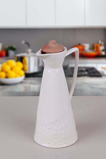 Sezka Life Porselen Yağlık Sirkelik Bambu Kapaklı - 1150ml