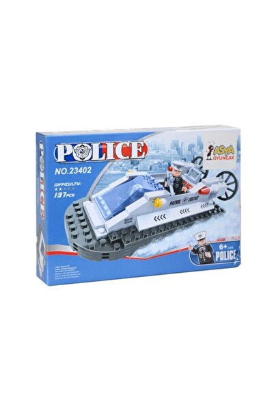 Asya لعبة بناء من قطع أنت بريكس 137 قطعة، مجموعة قارب الشرطة، لعبة الشرطة