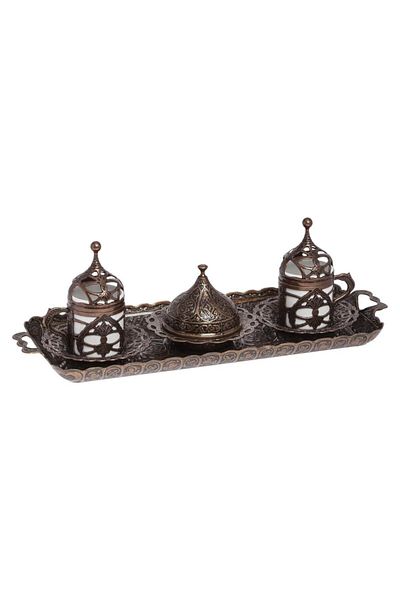 BAZAAR 4 Ottoman Hürrem Sultan Turkish Coffee Set for 2 People - Antique Copper Crst174