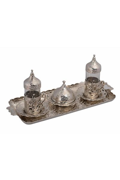 BAZAAR 4 Ottoman Tulip Water Bottle Set for 2 Persons Silver Color Crst360