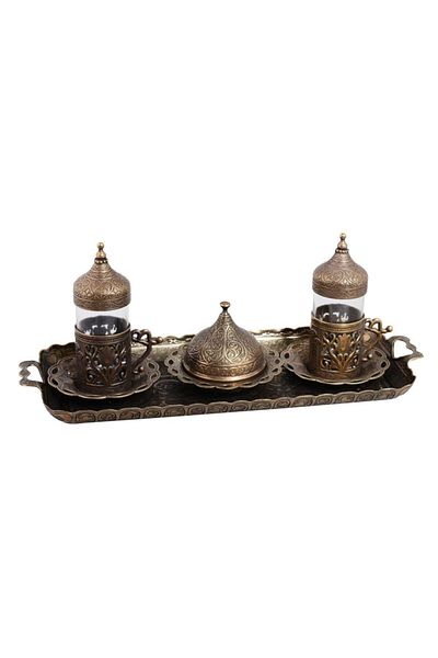BAZAAR 4 Ottoman Tulip Water Bottle Set for 2 Persons Antique Yellow Crst360
