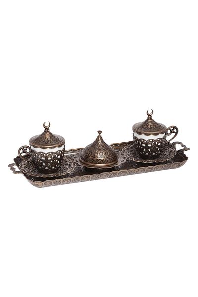 BAZAAR 4 Ottoman Hürrem Nescafe Cup Set for 2 People Antique Copper Crst270