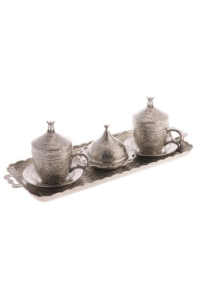BAZAAR 4 Ottoman Prince Nescafe Cup Set for 2 Persons Silver Color Crst260