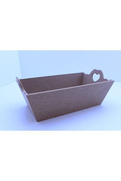 Hobi Evim Raw Wooden Heart Handle Bread Basket