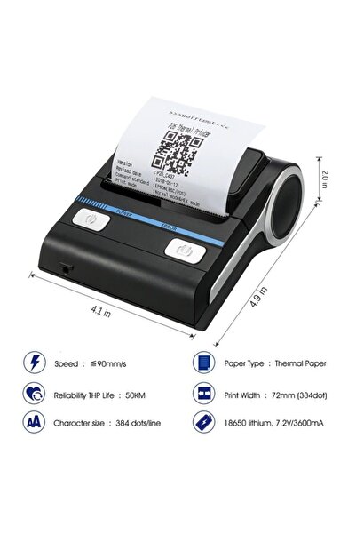 Milestone Mht P8001 - 80mm Bluetooth'lu Taşınabilir Termal Fiş , Etiket Ve Barkod Yazıcı