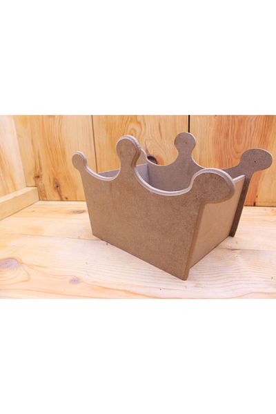 Hobi Evim Raw Wooden King Crown Shaped Bread Basket