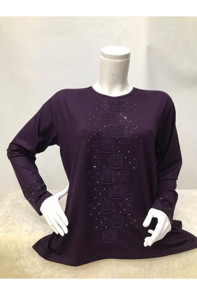 Nacar Anne I Yeni Sezon Taşlı Penye Bluz