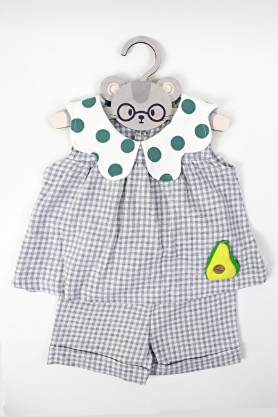 Baby Girl Avocado Fruit Shaped Dress Set with Polka Dot Collar 2pcs