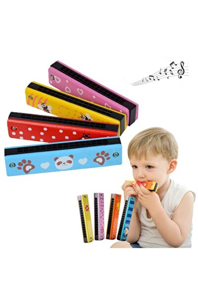 RoseRoi 5 Pieces Wooden Harmonica Sound Perception Musical Instrument Educational Toy