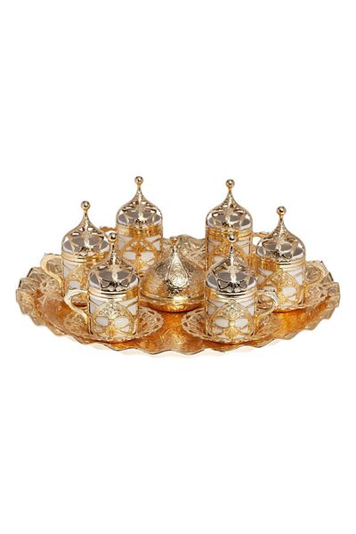 BAZAAR 4 Ottoman Hürrem Sultan Turkish Coffee Set for 6 People - Yellow Crst114