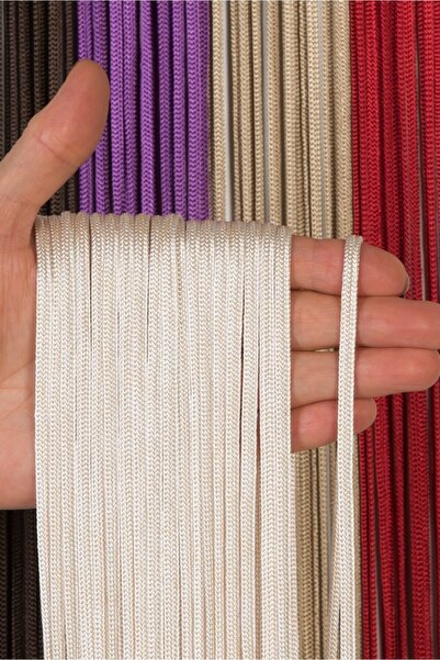 Saççax Exclusive Bej-krem Renk Jumbo Düz Zincir Serisi Ip Perde