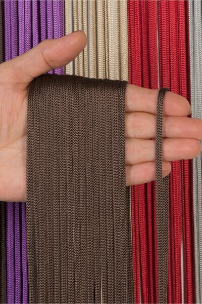 Saççax Exclusive Kahve Renk Düz Jumbo Zincir Serisi İp Perde