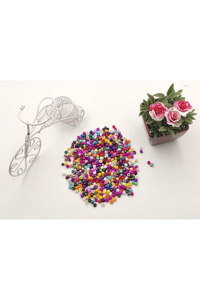 yiğit aksesuar 4 Mm Mixed Color Glass Sand Beads 100 grams