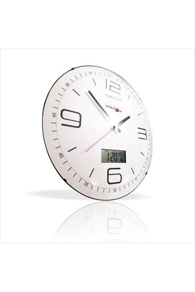 M3DECORİUM Büyük Beyaz Hassas Dijital Termometreli Tarih Göstergeli 35 Cm Ses...