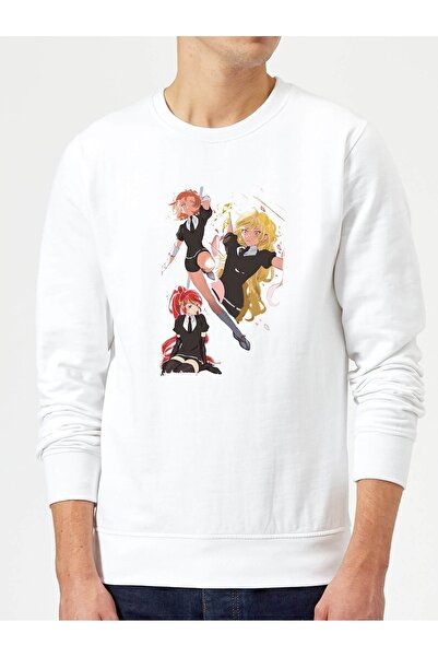 QIVI Anime Fairy Tail Glass Guild Emblem Printed White Men's Knitted Sweatshi...