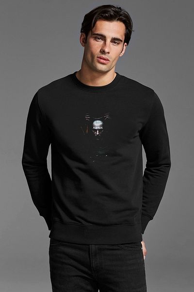 QIVI The Witcher Printed Black Men's Knitted Sweatshirt Long Sleeve