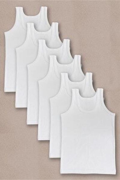 A&K ZÜMRA Boy's White Combed Cotton Undershirt, Pack of 6