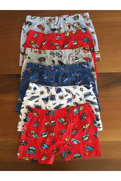 LEYNA BUTİK Multicolored Patterned Children's Boxers 12-pack