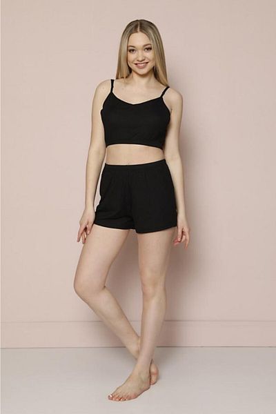 Pijamoni Set de pijama cu top negru cu bretele pentru femei 5532-6