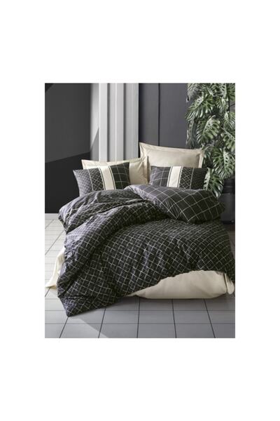 Cotton Box طقم غطاء لحاف مزدوج داكن باللون البيج