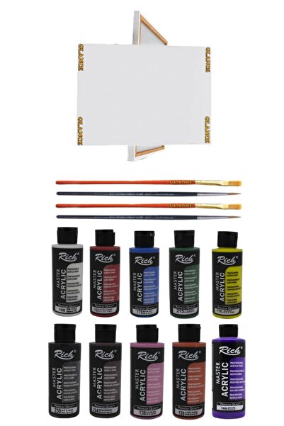 GLANCE Rich 10x120 cc Akrilik Boya+35x50 Tuval Set + Fırça