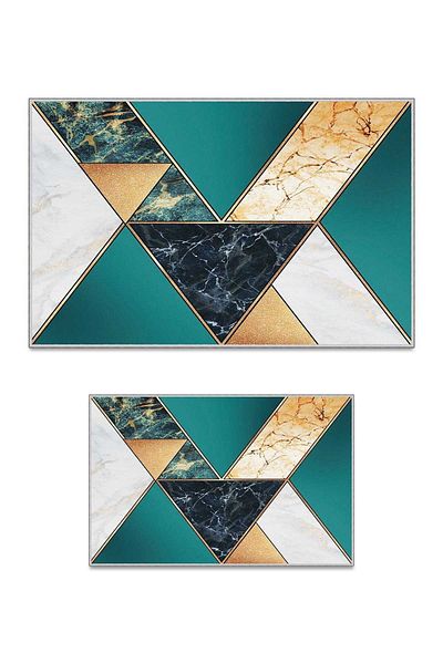 Homefesto Set dublu covoraș de baie și scaun de toaletă cu bază anti-alunecare decorativă cu design modern - 2 piese