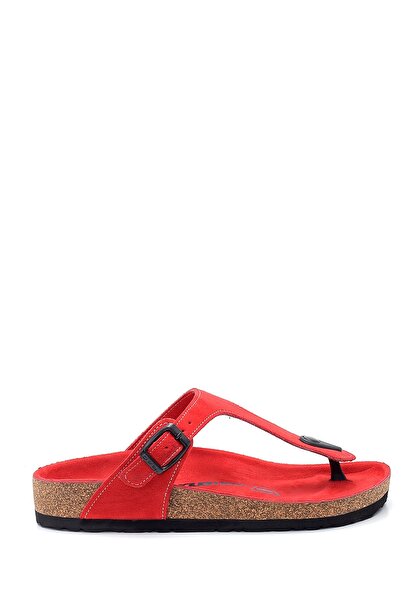 Bequemere Women's Red Cork Sole Suede 104qc Model Orthopedic Slippers