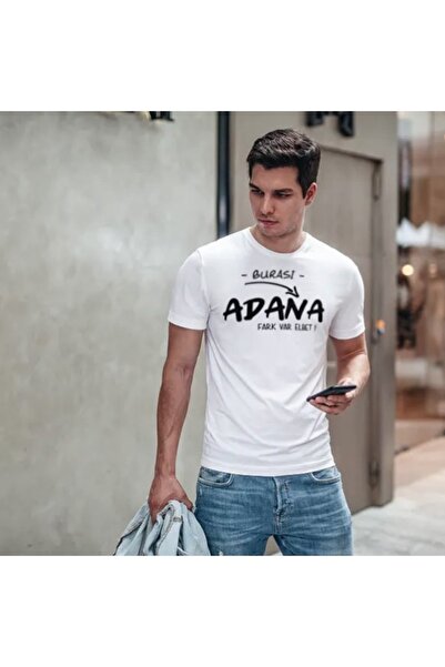 IŞILAY REKLAM Tricou alb pentru bărbați, acesta este Adana, are diferență Elb...