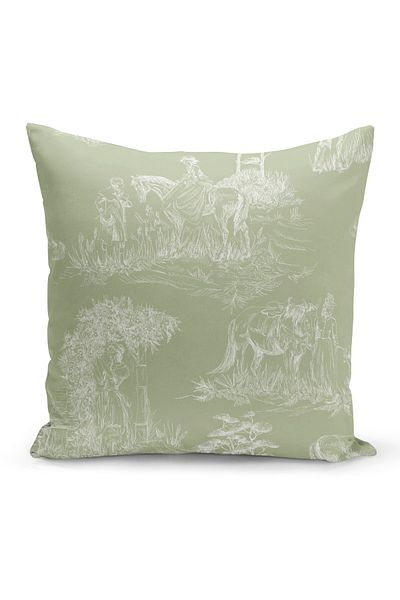 Filamente Double Sided Throw Pillow Cover Toile De Jouy Style