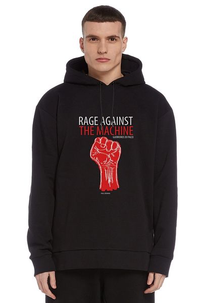 QIVI Rage Against The Machine, hanorac tricotat cu glugă pentru bărbați, cu mânecă lungă, cu imprimeu Rage