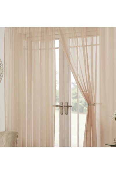 Ran Perde Düz Modern Tül Perde - Bej