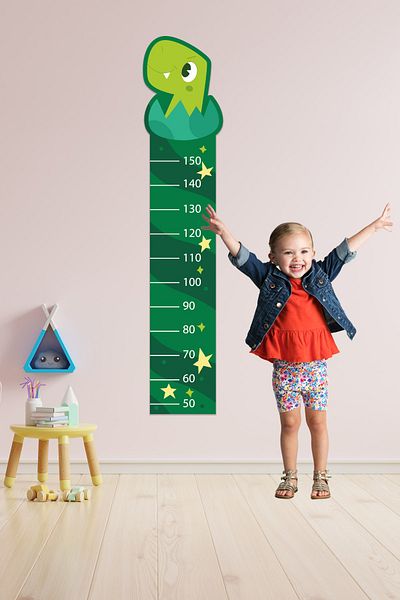 Tilki Dünyası Dino Size Ruler in Egg Wall Sticker