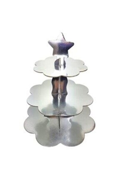 parti sürprizi Metalik Gümüş Cupcake Standı